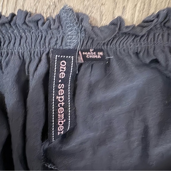 Anthropologie One September Beaded Tie Front Blouse Blue Sz Pet. Boho Fairy Y2K - Picture 5 of 14